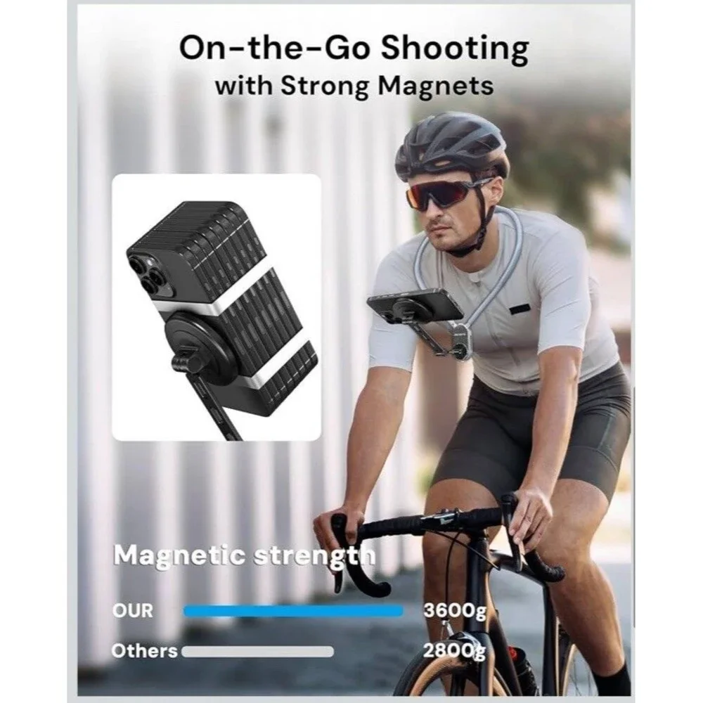 Magnetic Neck Holder for Action Camera & Phone, Hands Free Tripod GP-16(Black)